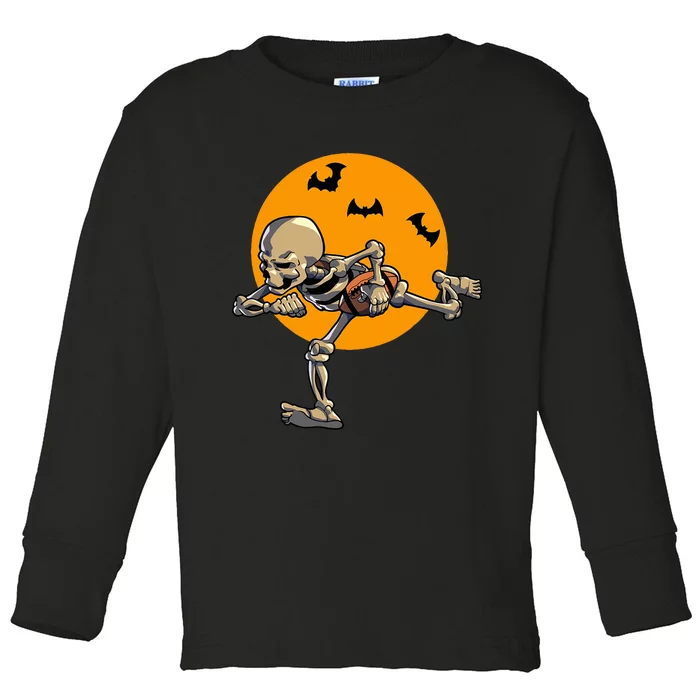 American Football Skeleton Halloween Toddler Long Sleeve Shirt