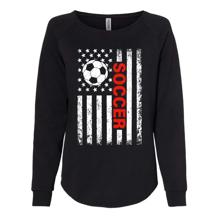 American Flag Soccer Player USA Patriotic Vintage Soccer Womens California Wash Sweatshirt