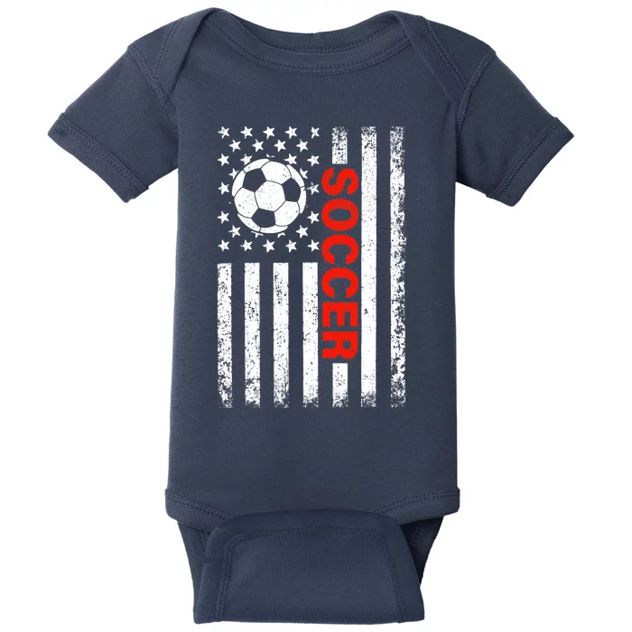 American Flag Soccer Player USA Patriotic Vintage Soccer Baby Bodysuit