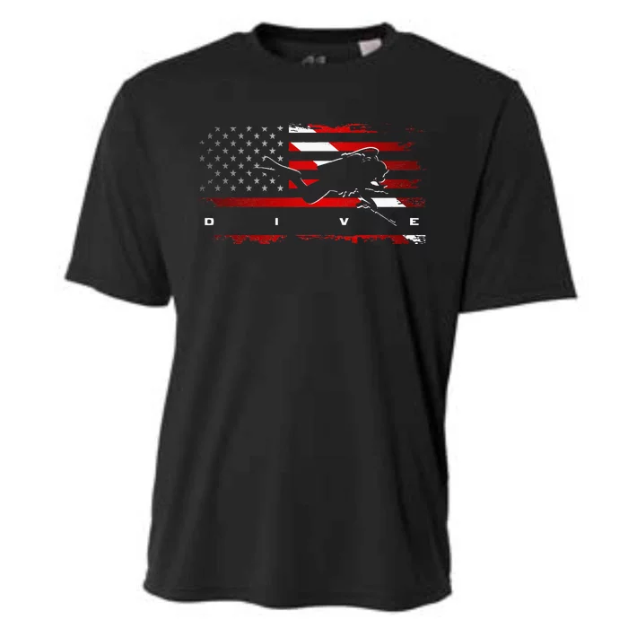 American Flag Scuba Diving Apparel Scuba Diving Cooling Performance Crew T-Shirt