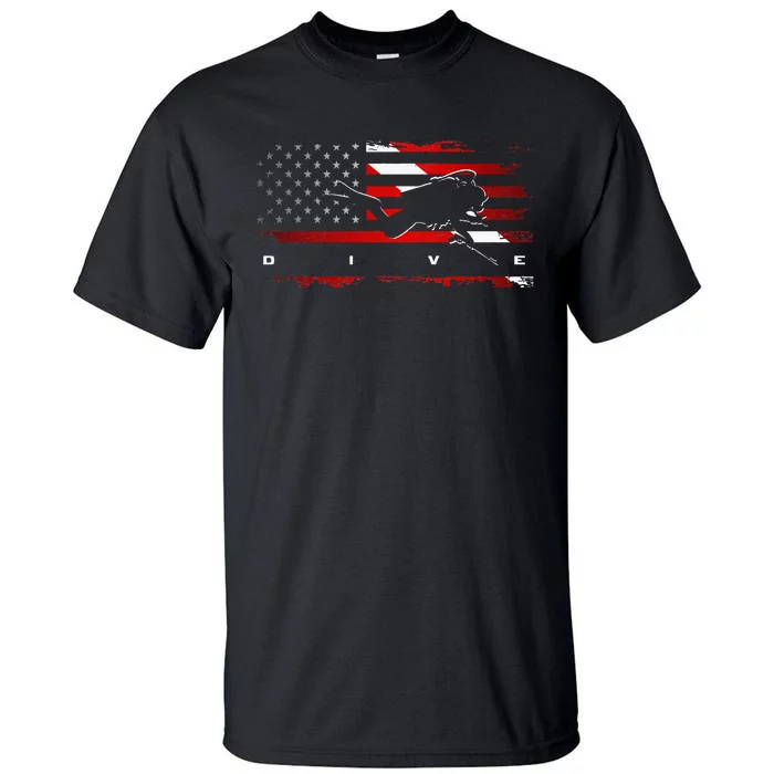 American Flag Scuba Diving Apparel Scuba Diving Tall T-Shirt