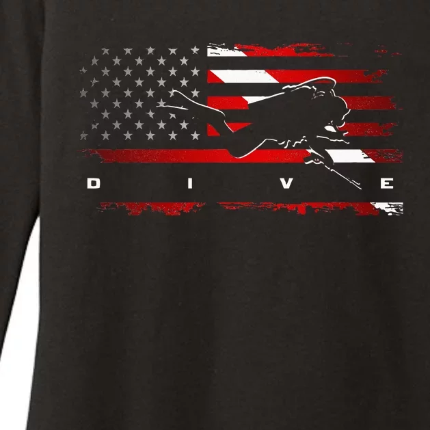 American Flag Scuba Diving Apparel Scuba Diving Womens CVC Long Sleeve Shirt