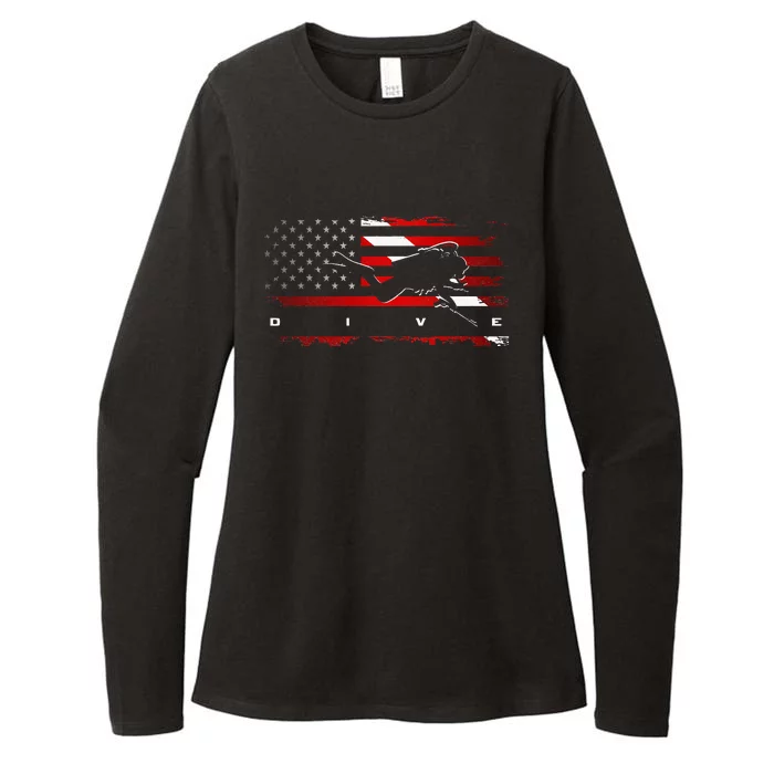 American Flag Scuba Diving Apparel Scuba Diving Womens CVC Long Sleeve Shirt