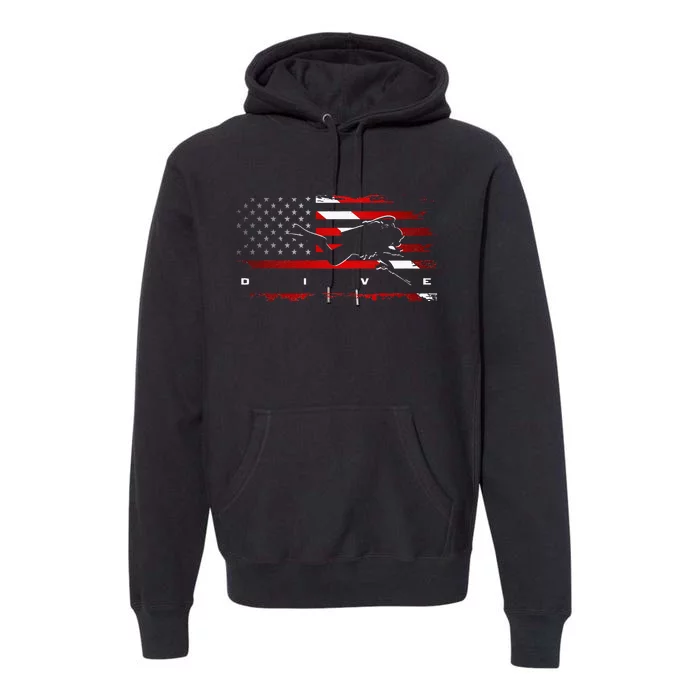 American Flag Scuba Diving Apparel Scuba Diving Premium Hoodie