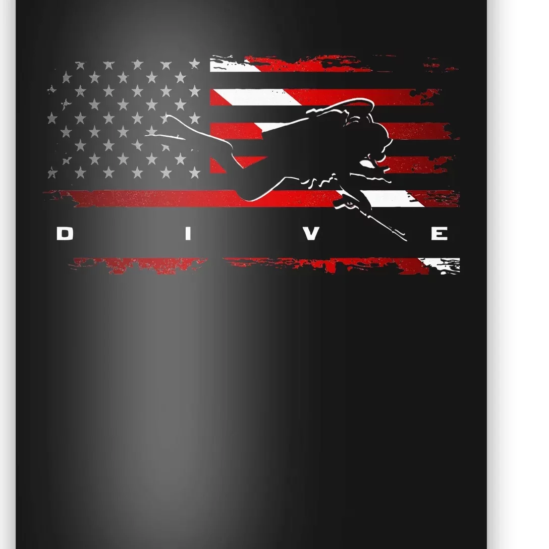 American Flag Scuba Diving Apparel Scuba Diving Poster