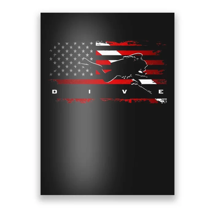 American Flag Scuba Diving Apparel Scuba Diving Poster