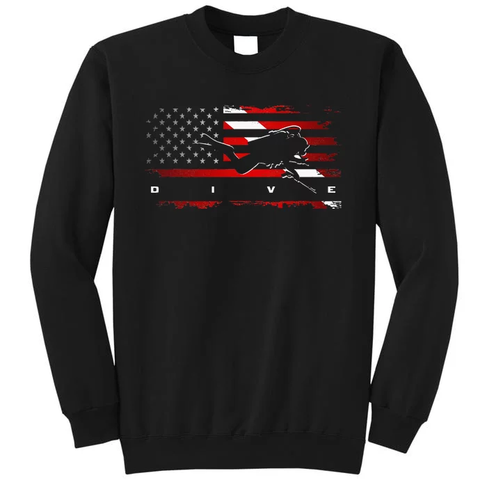 American Flag Scuba Diving Apparel Scuba Diving Tall Sweatshirt