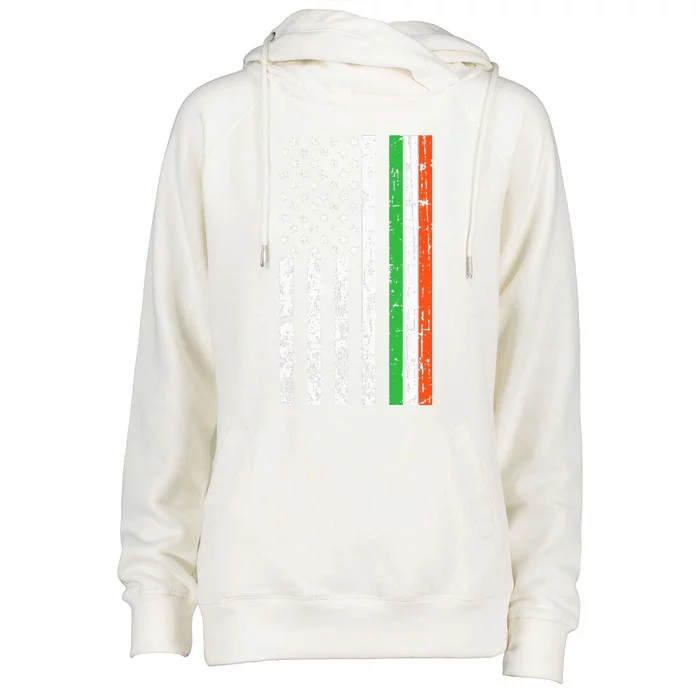 American Flag St Patricks Day Cool Ireland Clover Irish Gift Womens Funnel Neck Pullover Hood