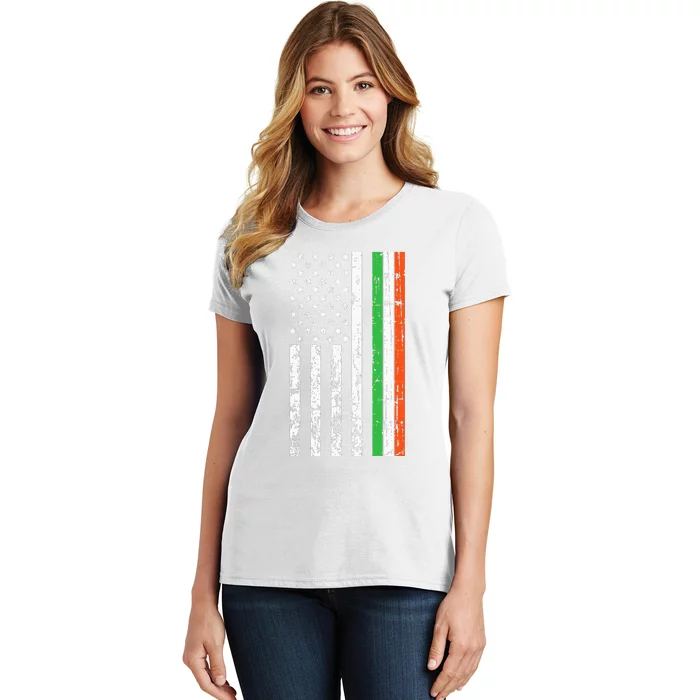 American Flag St Patricks Day Cool Ireland Clover Irish Gift Women's T-Shirt