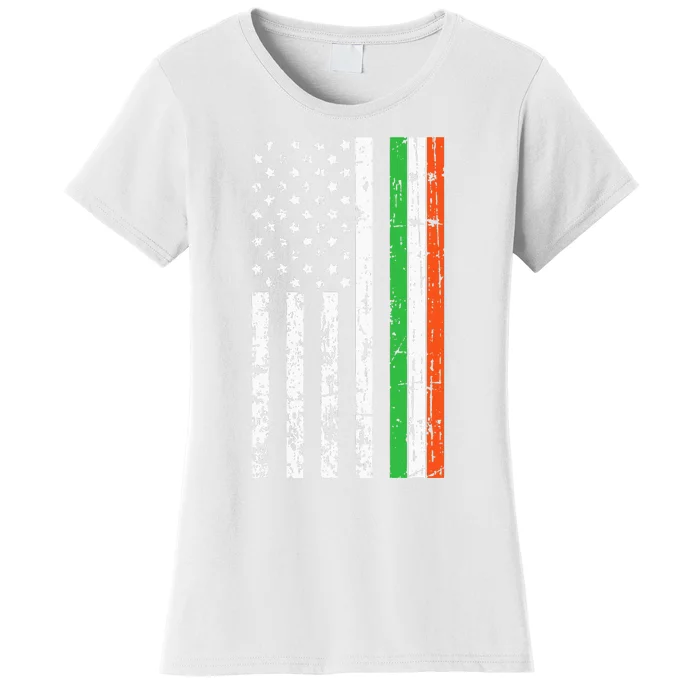 American Flag St Patricks Day Cool Ireland Clover Irish Gift Women's T-Shirt