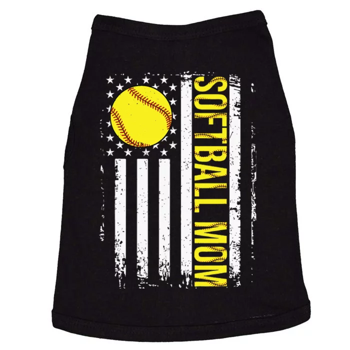 American Flag Softball Team Softball Mom Mothers Day Doggie Tank