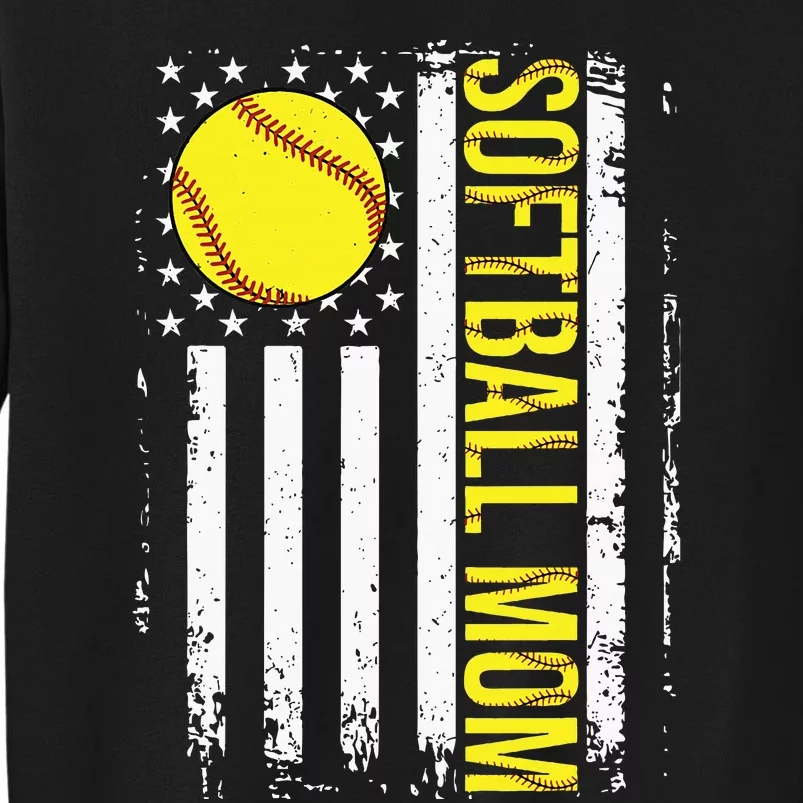 American Flag Softball Team Softball Mom Mothers Day Tall Sweatshirt