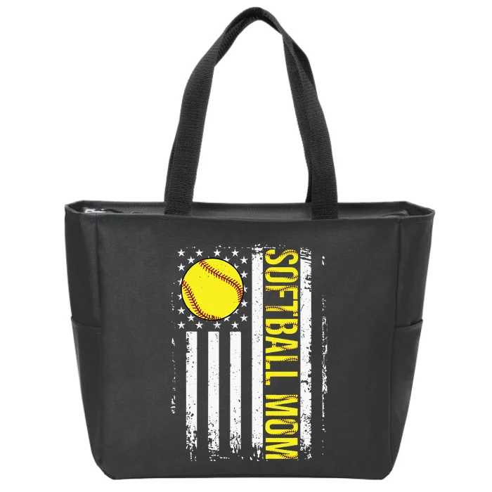 American Flag Softball Team Softball Mom Mothers Day Zip Tote Bag