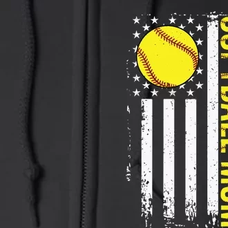 American Flag Softball Team Softball Mom Mothers Day Full Zip Hoodie