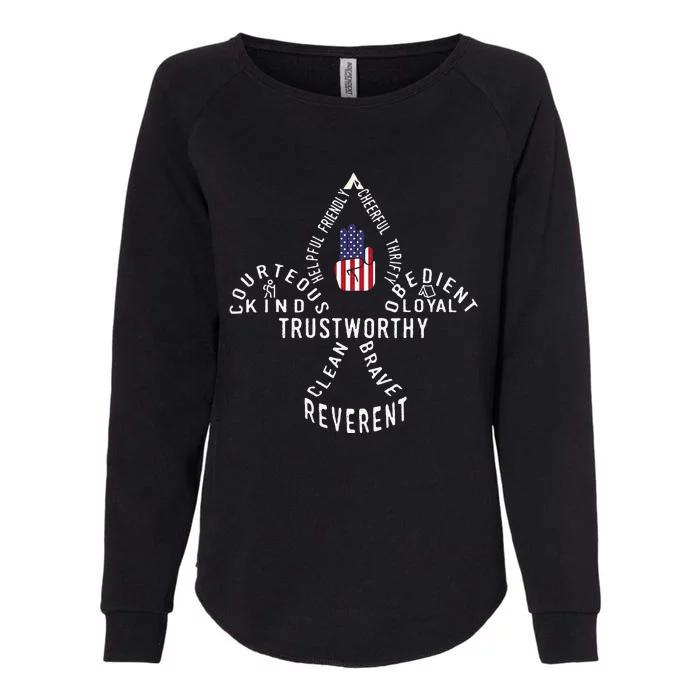 America Flag Scouting Law Womens California Wash Sweatshirt