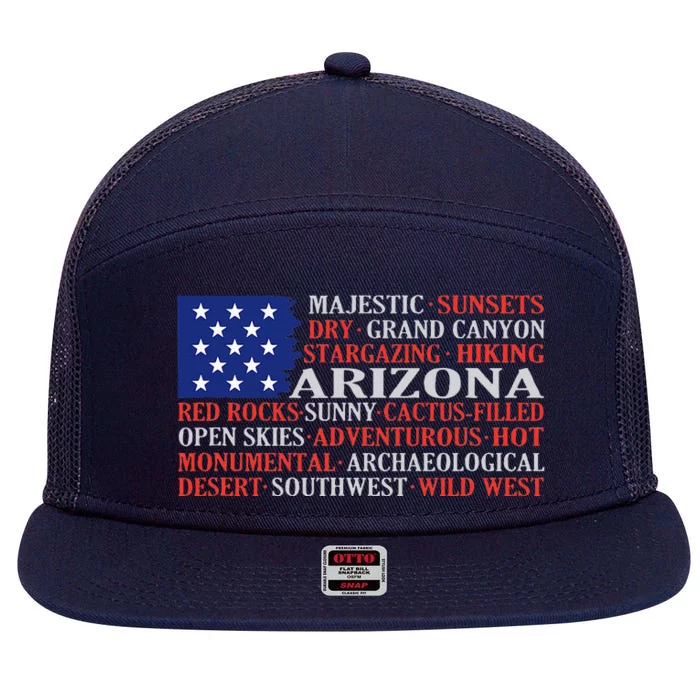 Arizona Flag Showing Some The StateS Best Features 7 Panel Mesh Trucker Snapback Hat