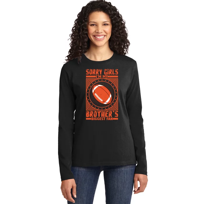 American Football Sibling Support Graphic Ladies Long Sleeve Shirt