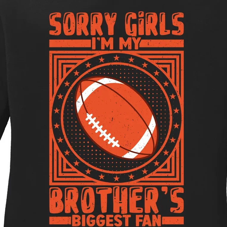 American Football Sibling Support Graphic Ladies Long Sleeve Shirt