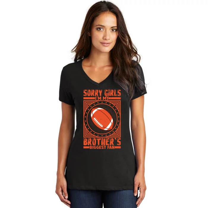 American Football Sibling Support Graphic Women's V-Neck T-Shirt