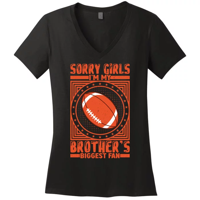 American Football Sibling Support Graphic Women's V-Neck T-Shirt