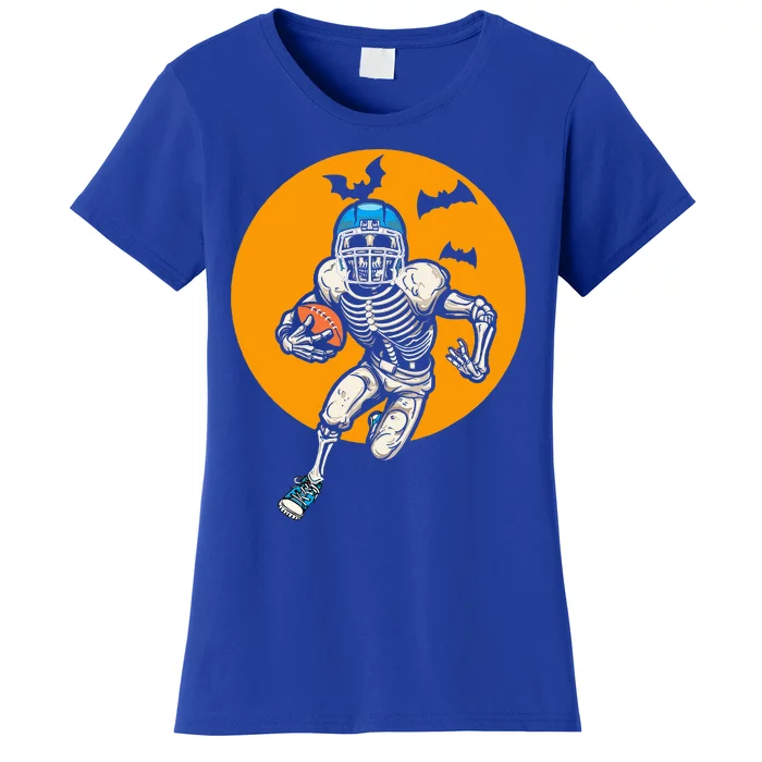 American Football Skeleton Halloween Football Fan Women's T-Shirt