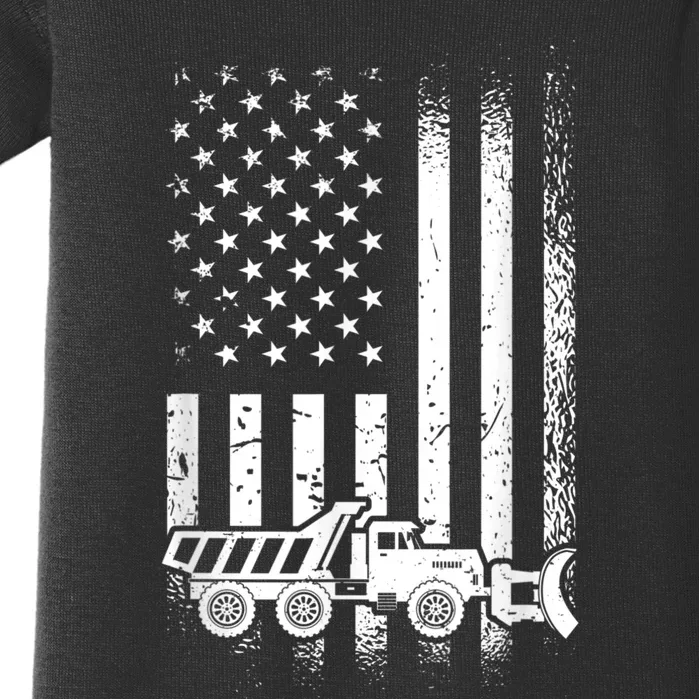 American Flag Snow Plow Driver, Snow Plowing Baby Bodysuit