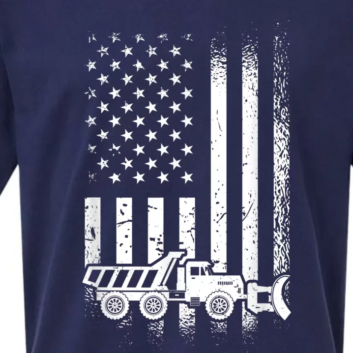 American Flag Snow Plow Driver, Snow Plowing Sueded Cloud Jersey T-Shirt