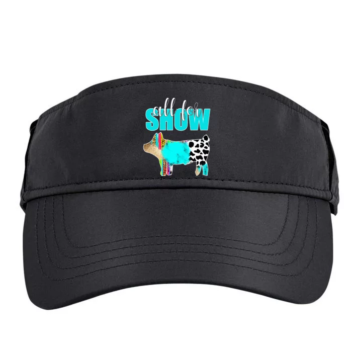 All For Show Livestock Pig Swine Cow Print Serape Turquoise Adult Drive Performance Visor