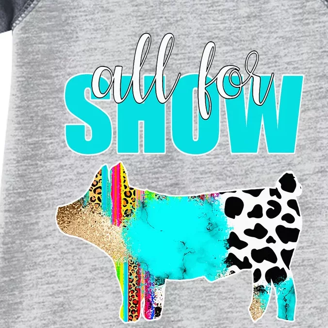 All For Show Livestock Pig Swine Cow Print Serape Turquoise Infant Baby Jersey Bodysuit