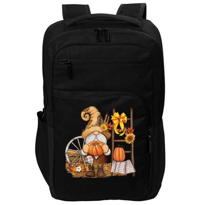 Autumn Fall Season Gnome Pumpkin Floral Impact Tech Backpack