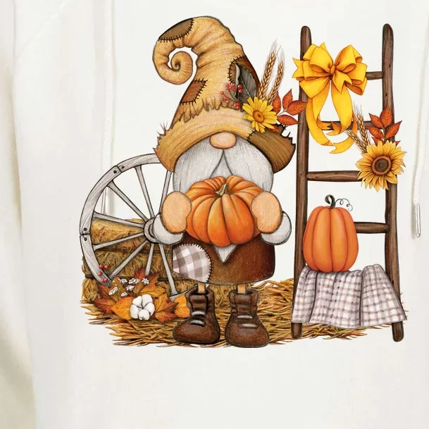 Autumn Fall Season Gnome Pumpkin Floral Womens Funnel Neck Pullover Hood