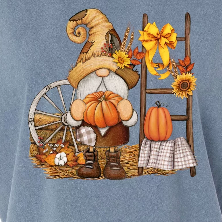 Autumn Fall Season Gnome Pumpkin Floral Garment-Dyed Women's Muscle Tee