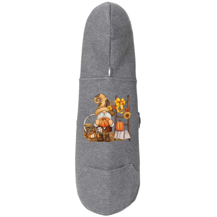 Autumn Fall Season Gnome Pumpkin Floral Doggie 3-End Fleece Hoodie