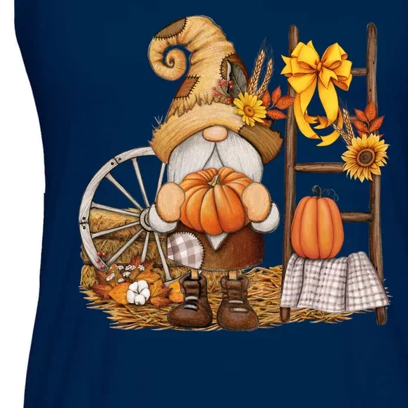 Autumn Fall Season Gnome Pumpkin Floral Ladies Essential Flowy Tank