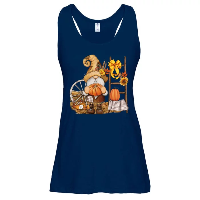 Autumn Fall Season Gnome Pumpkin Floral Ladies Essential Flowy Tank