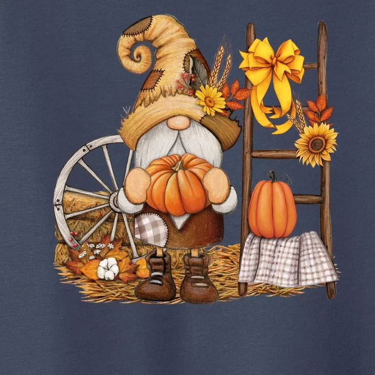 Autumn Fall Season Gnome Pumpkin Floral Toddler T-Shirt