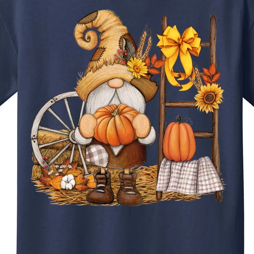 Autumn Fall Season Gnome Pumpkin Floral Kids T-Shirt