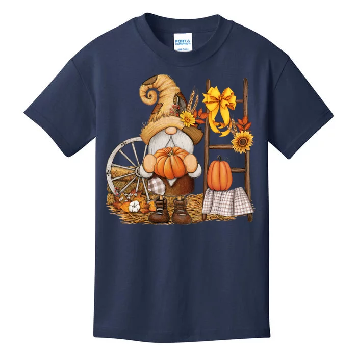 Autumn Fall Season Gnome Pumpkin Floral Kids T-Shirt