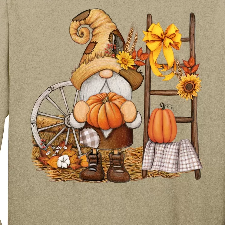 Autumn Fall Season Gnome Pumpkin Floral Long Sleeve Shirt