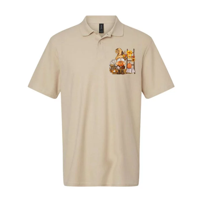 Autumn Fall Season Gnome Pumpkin Floral Softstyle Adult Sport Polo