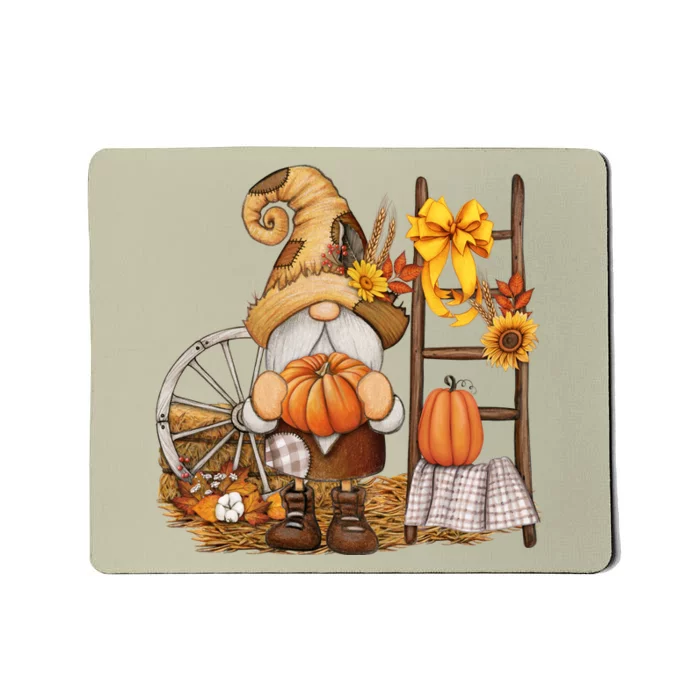 Autumn Fall Season Gnome Pumpkin Floral Mousepad