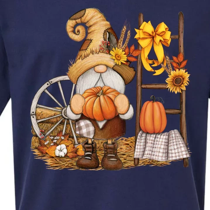 Autumn Fall Season Gnome Pumpkin Floral Sueded Cloud Jersey T-Shirt