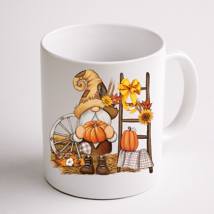 Autumn Fall Season Gnome Pumpkin Floral Front & Back Coffee Mug