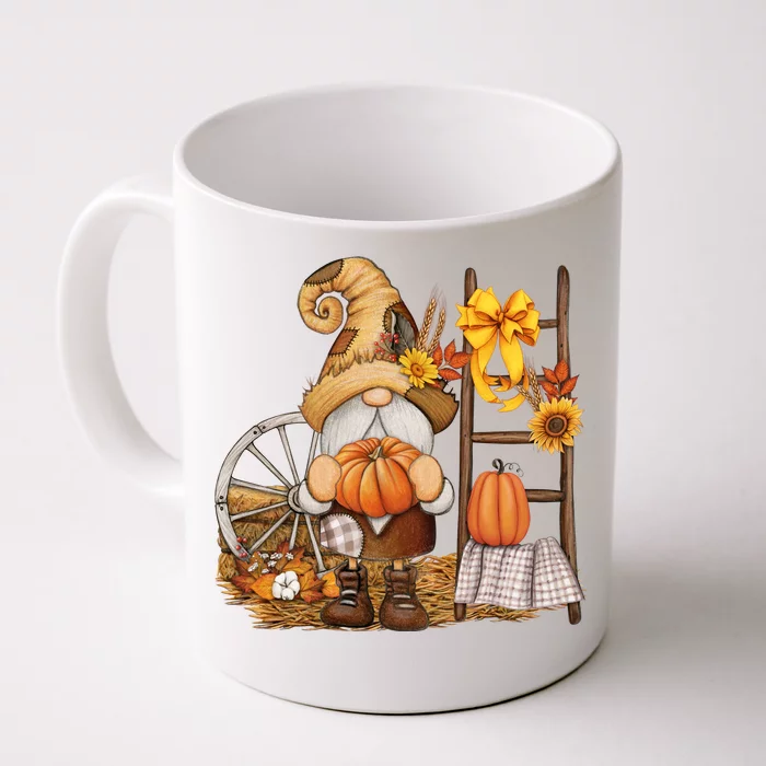 Autumn Fall Season Gnome Pumpkin Floral Front & Back Coffee Mug