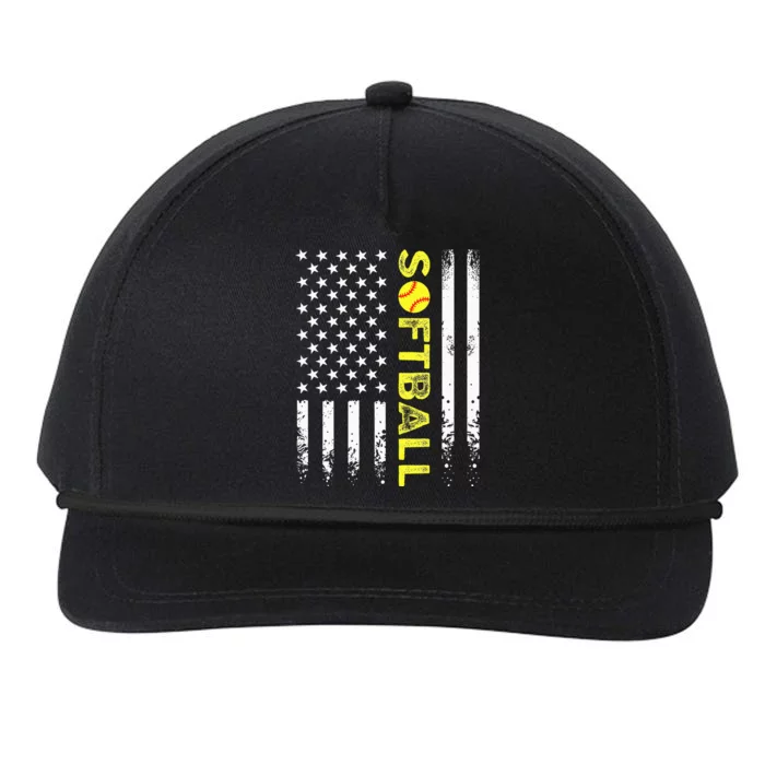 American Flag Softball Team Snapback Five-Panel Rope Hat