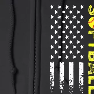 American Flag Softball Team Full Zip Hoodie