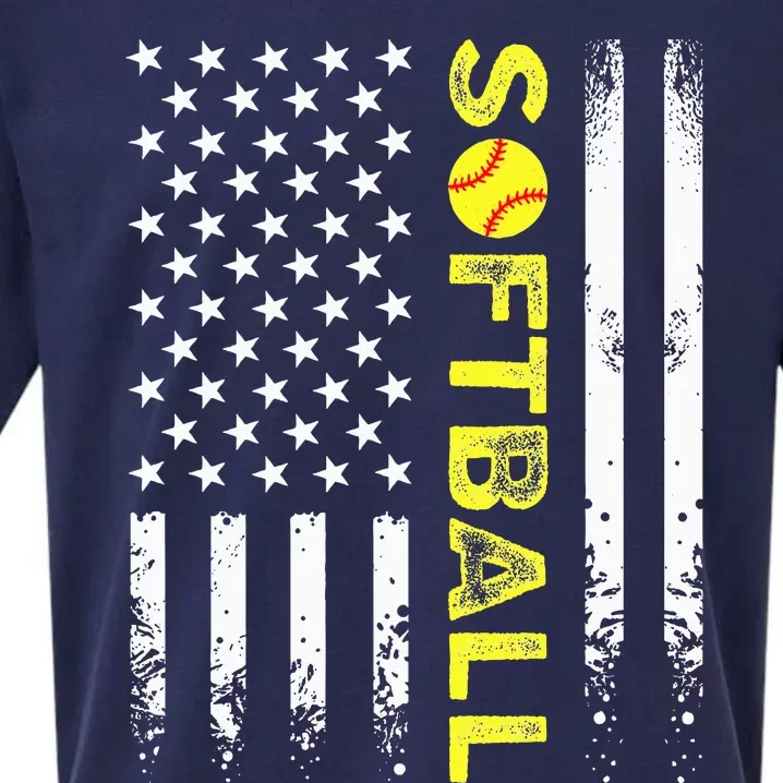 American Flag Softball Team Sueded Cloud Jersey T-Shirt