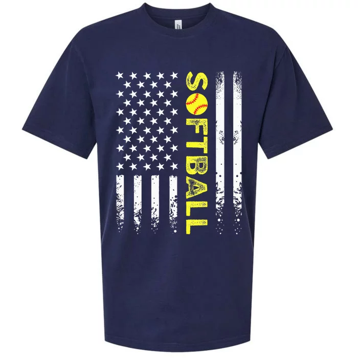 American Flag Softball Team Sueded Cloud Jersey T-Shirt