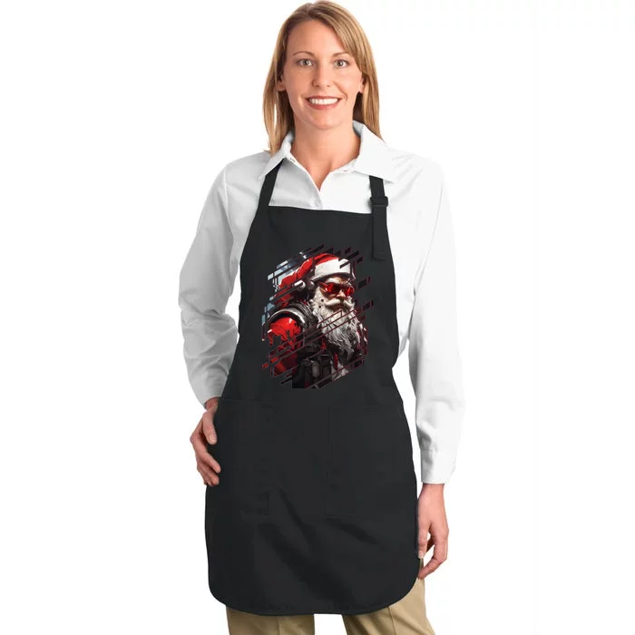 Action Filled Santa Full-Length Apron With Pocket