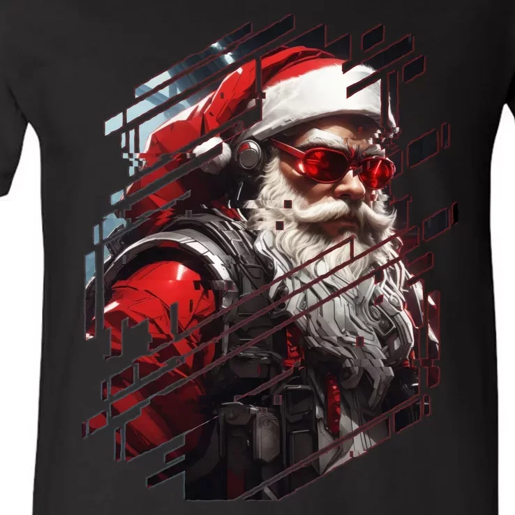 Action Filled Santa V-Neck T-Shirt